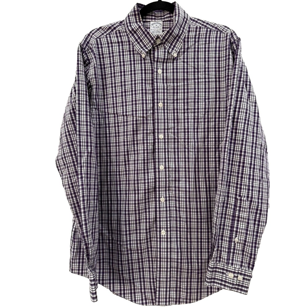 Brooks Brothers Original Polo Purple Plaid Button Down Supina Cotton Size Medium